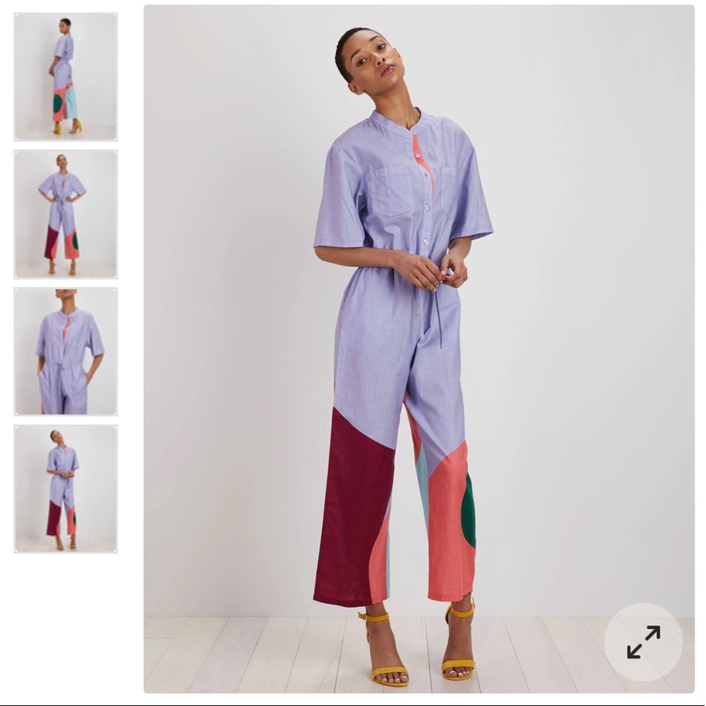 NWT The Kit cotton Issa jumpsuit color block pastel lilac orange green blue M